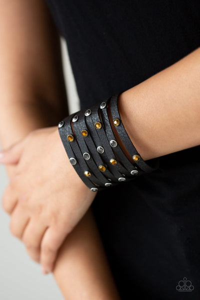 Paparazzi Go-Getter Glamorous - Black Wrap Bracelet