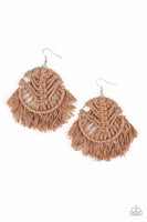 Paparazzi All About MACRAME - Brown Earrings
