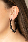 Paparazzi Glamour Graduate - Black Hoop Earrings
