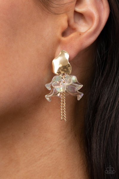 Paparazzi Harmonically Holographic - Gold Post Earrings