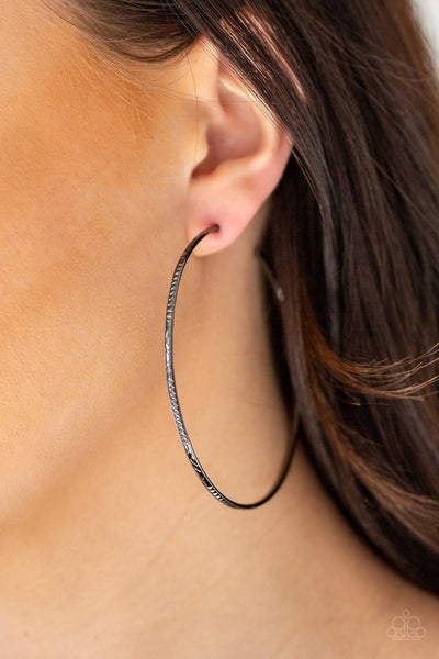 Paparazzi Sleek Fleek - Black Hoop Earrings