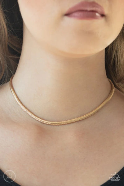 Paparazzi Flat Out Fierce - Gold Choker Necklace
