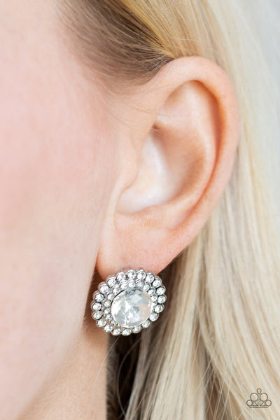 Paparazzi My Second Castle - White Post Earrings