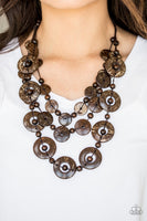 Paparazzi Catalina Coastin - Brown Wood Necklace