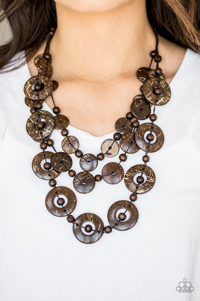 Paparazzi Catalina Coastin - Brown Wood Necklace