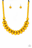Paparazzi Caribbean Cover Girl - Yellow Wood Necklace