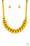 Paparazzi Caribbean Cover Girl - Yellow Wood Necklace