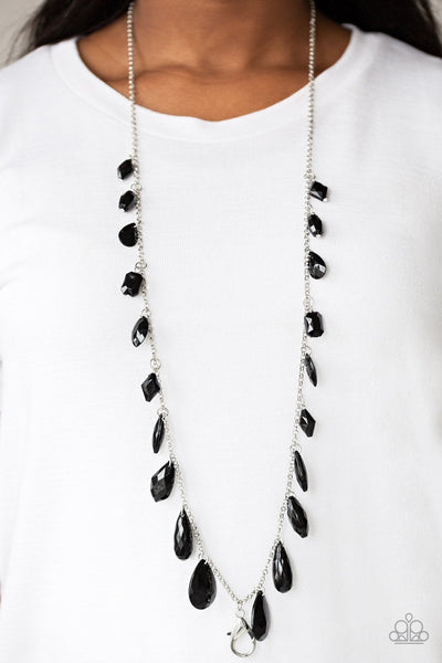 Paparazzi GLOW And Steady Wins The Race - Black Lanyard Necklace