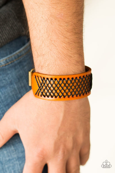 Paparazzi Cross the Line - Brown Bracelet
