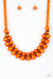 Paparazzi Caribbean Cover Girl - Orange Wood Necklace