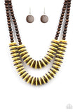 Paparazzi Dominican Disco - Yellow Wood Necklace