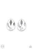 Paparazzi Dance On HEIR - White Clip-On Earrings