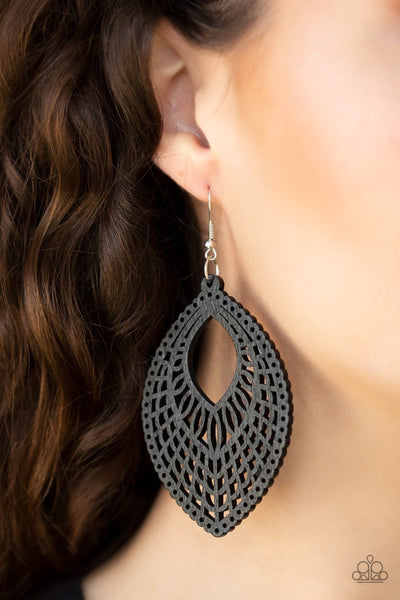 Paparazzi Coachella Gardens - Black Wood Earrings