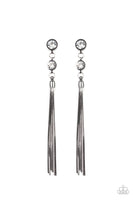 Paparazzi Tassel Twinkle - Black Post Earrings